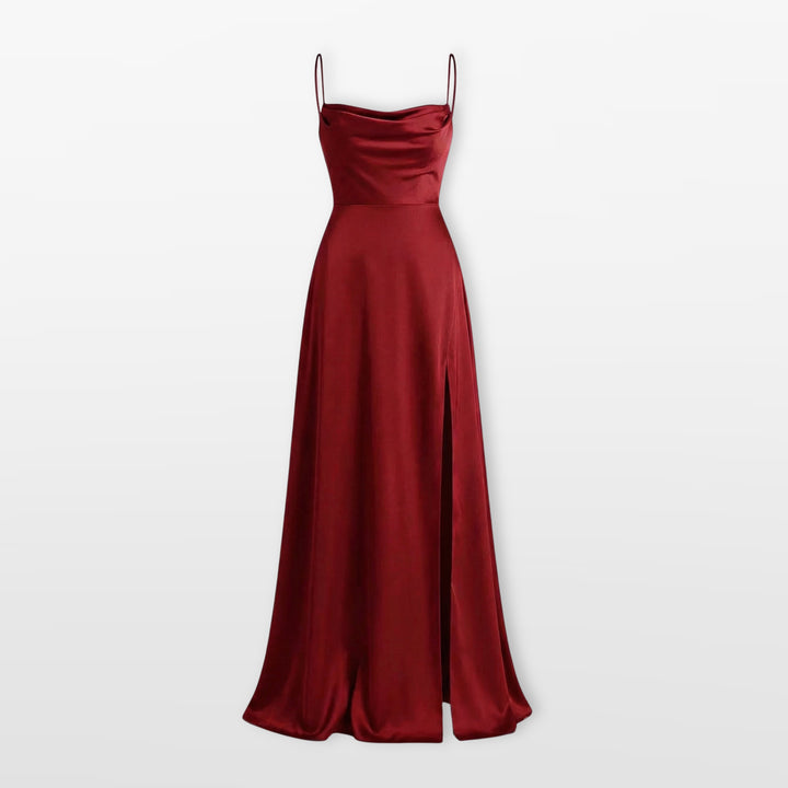 Robe Longue Élégante Fente Satin Femme