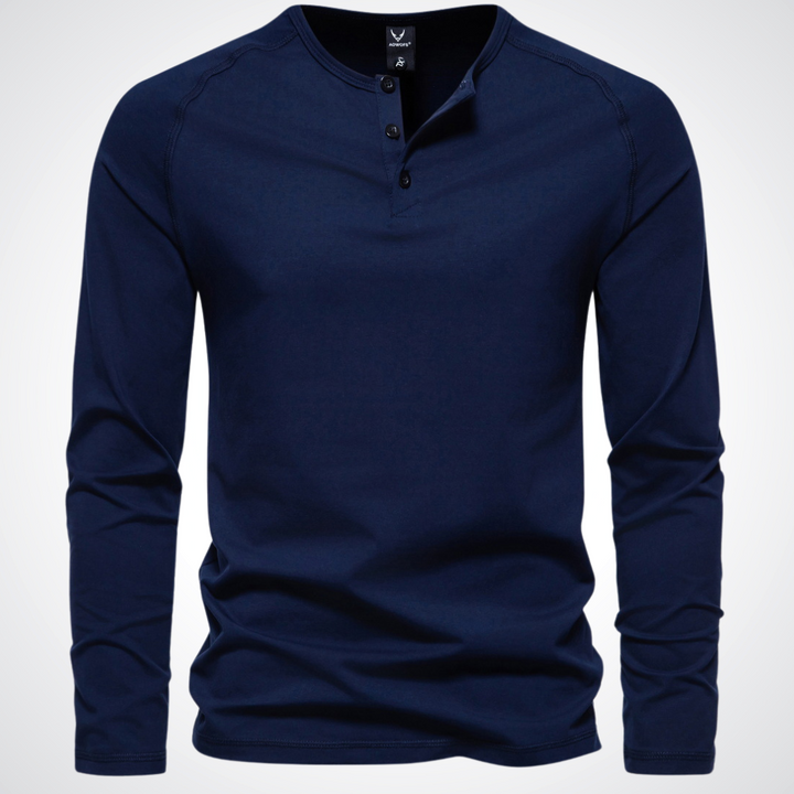 T-shirt à Manches Longues et Col Tunisien Homme