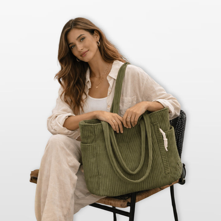 Sac Cabas Velours Côtelé Femme
