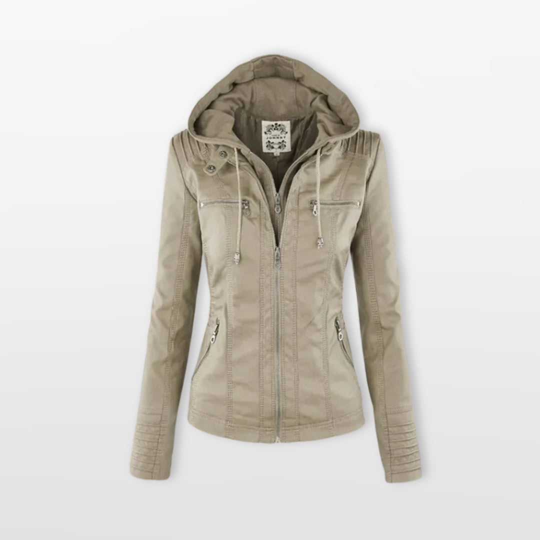 Veste Ajustée Zippée Style Moto Femme