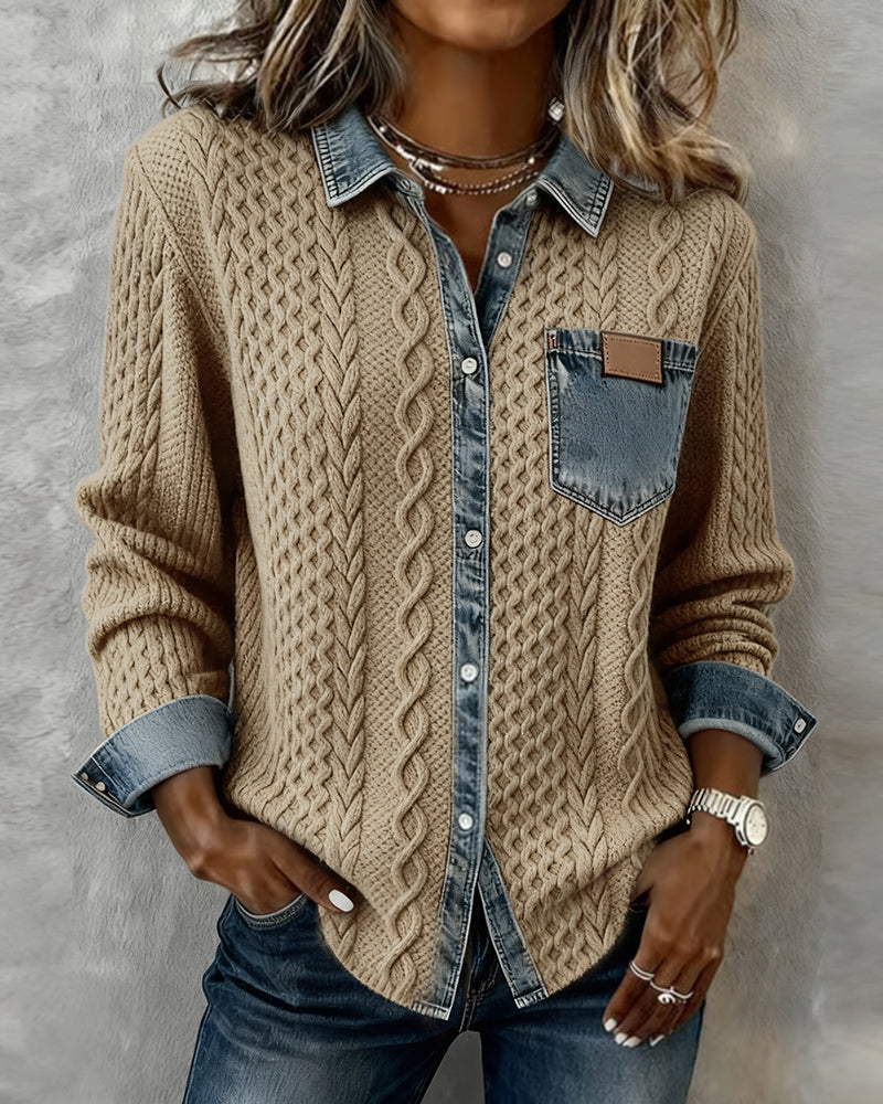 Chemise En Maille À Motifs Torsadés Femme