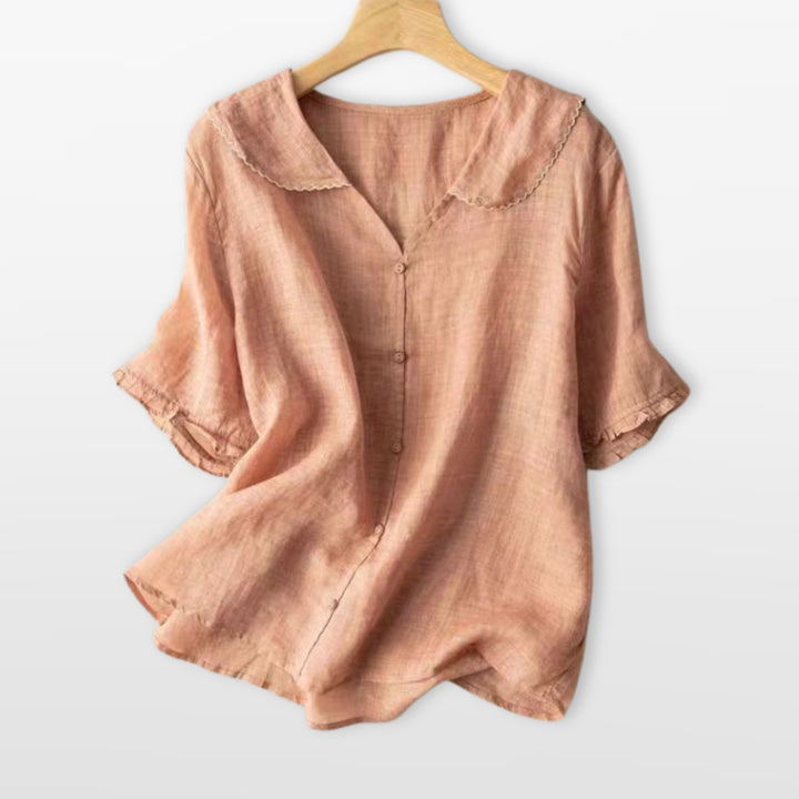 Blouse Boutonnée Col Claudine Femme