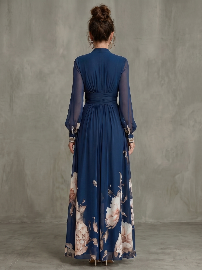 Robe Longue Fleurie à Col V Pour femme