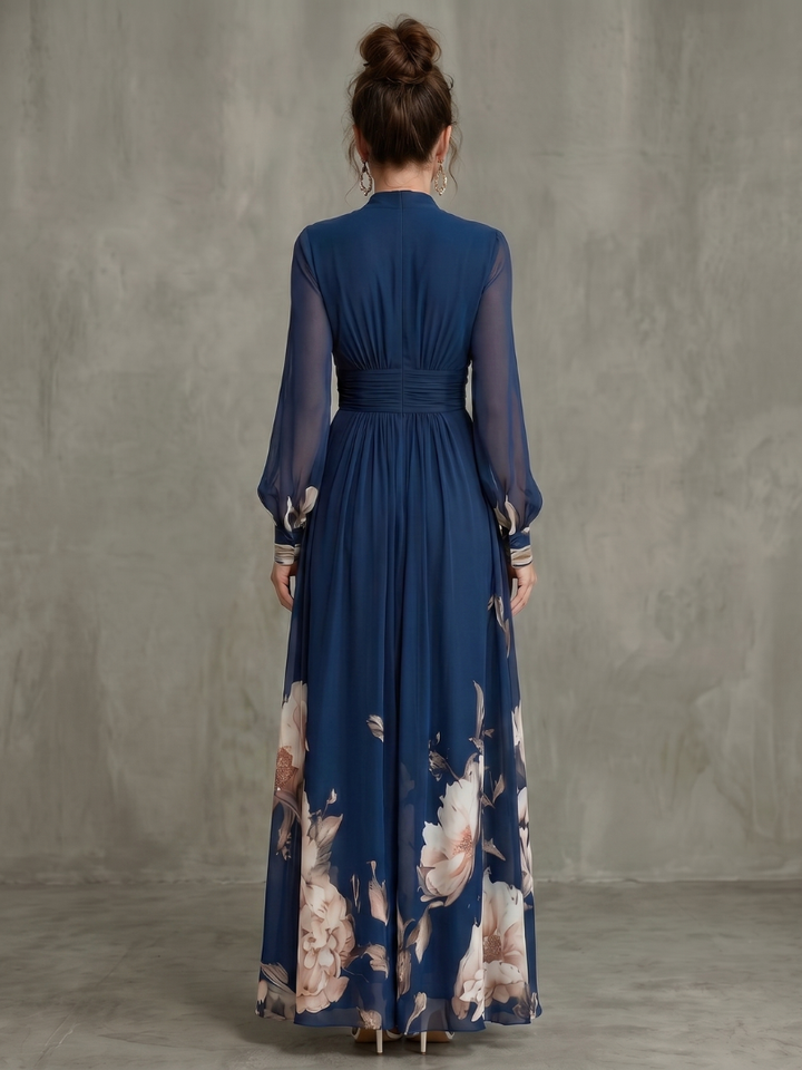 Robe Longue Fleurie à Col V Pour femme