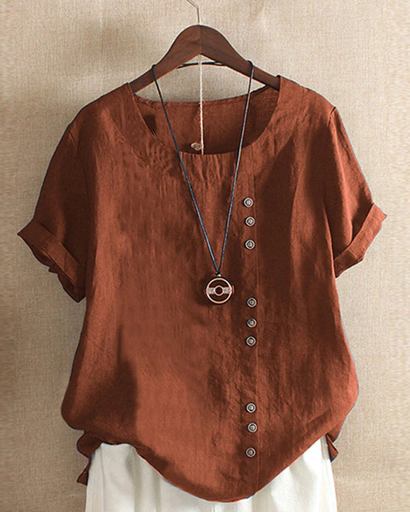 Blouse Décontractée Boutons Femme