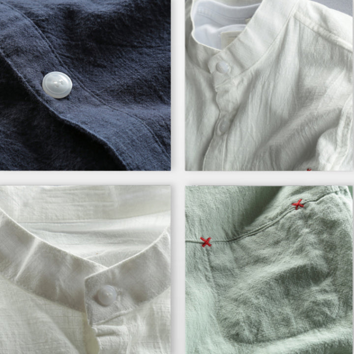 Chemise Col Mao Ajustée Manches Longues Homme