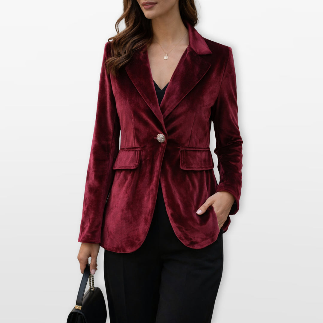 Blazer Velours Coupe Ajustée Élégant Femme
