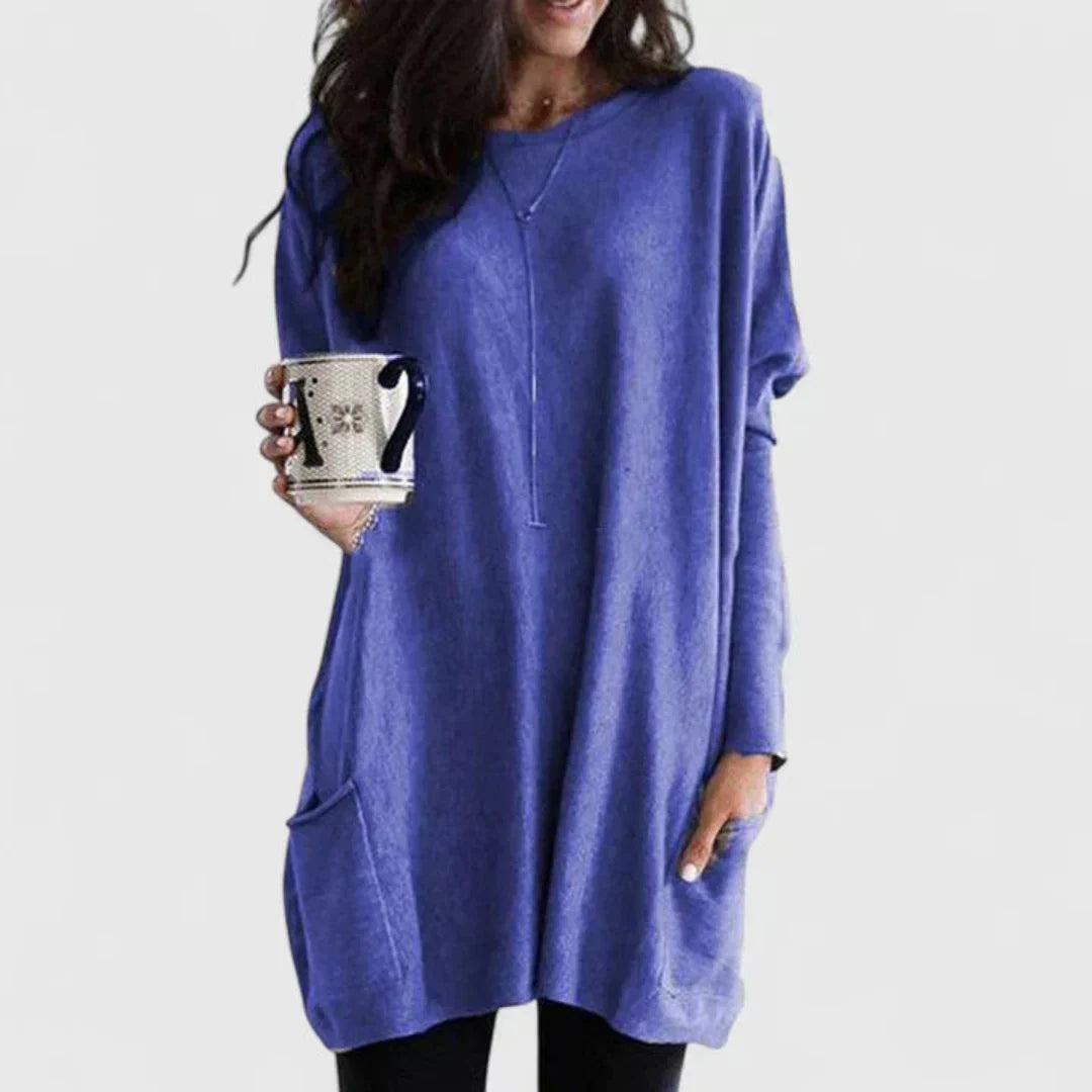 Robe à Col Zippé et Manches Longues Femme