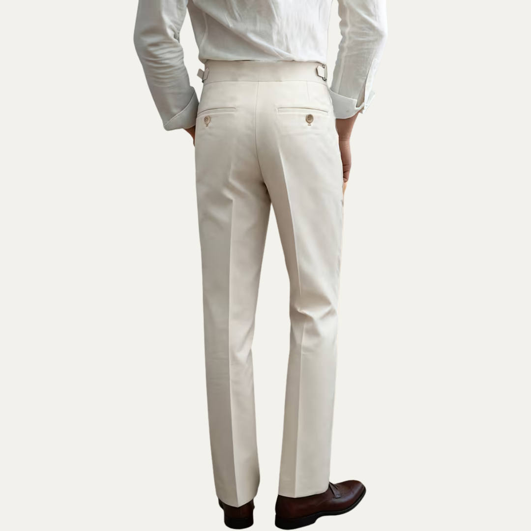 Pantalon Habillé à Plis et Boucles Latérales Homme
