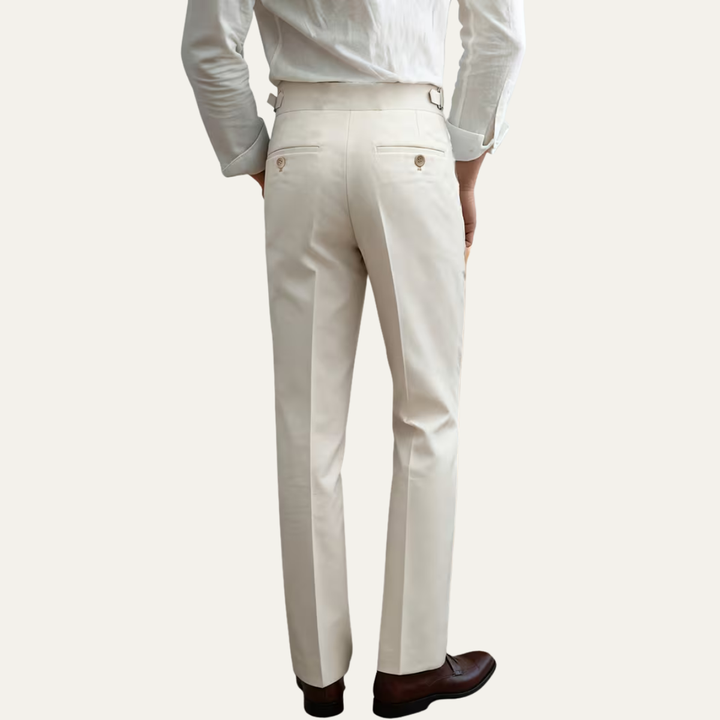 Pantalon Habillé à Plis et Boucles Latérales Homme