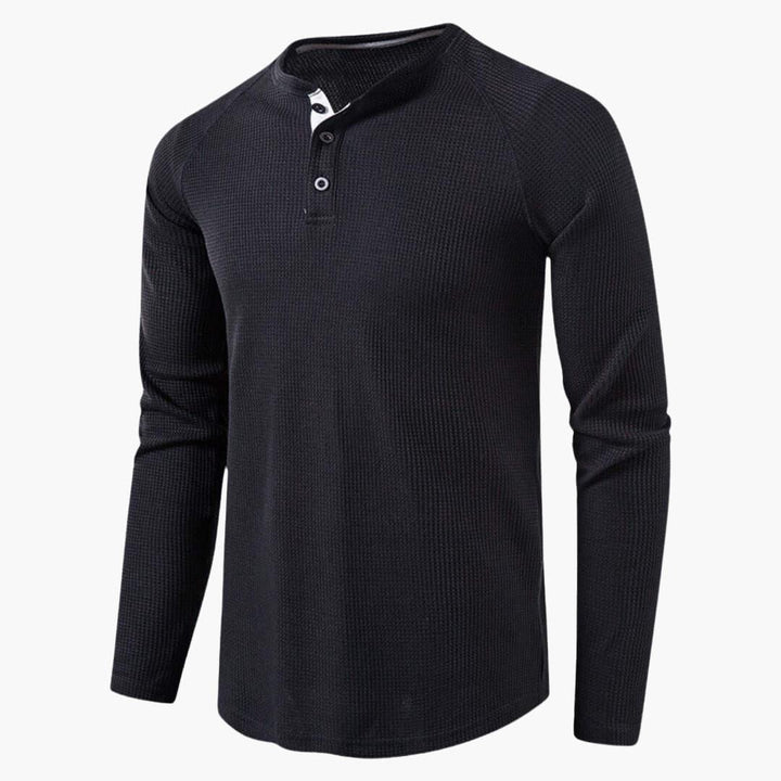 T-shirt Manches Longues Col Tunisien Homme