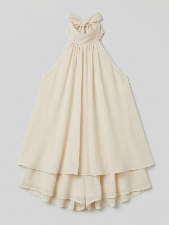 Robe Courte Fluide Col Halter Femme