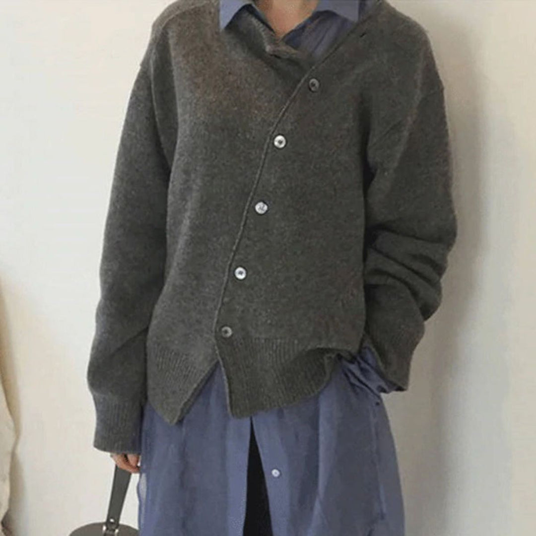 Cardigan Asymétrique à Boutons Femme