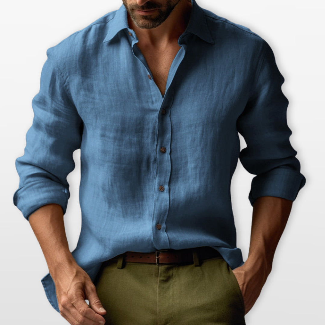 Chemise Lin Boutonnée Casual Homme