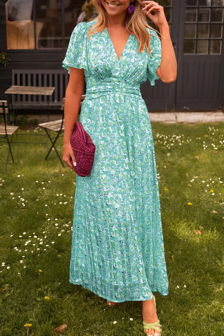 Robe Maxi Fleurie Col V Femme