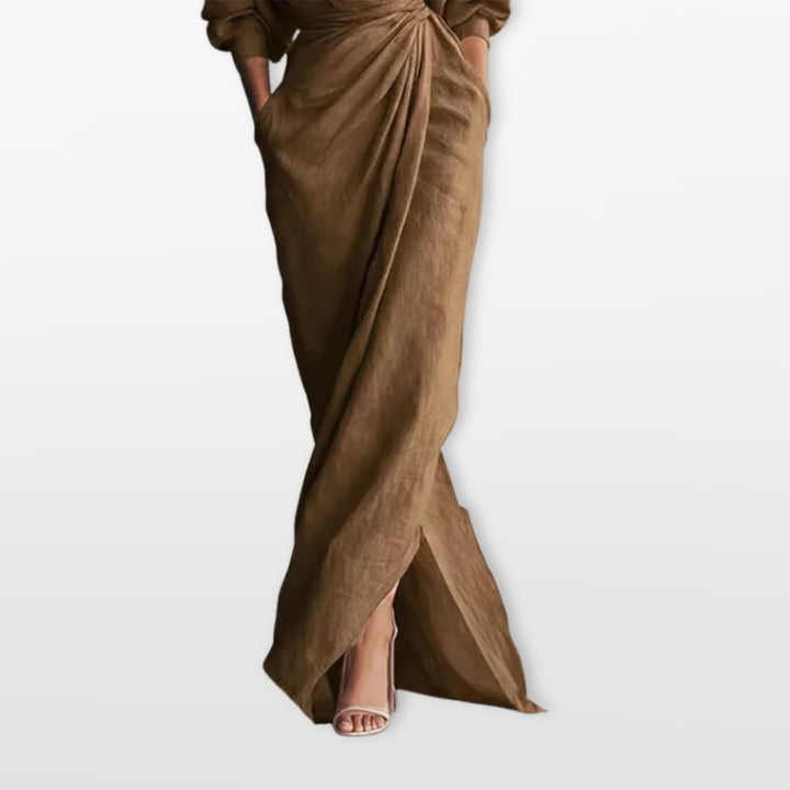 Robe Longue Drapée Élégante Femme