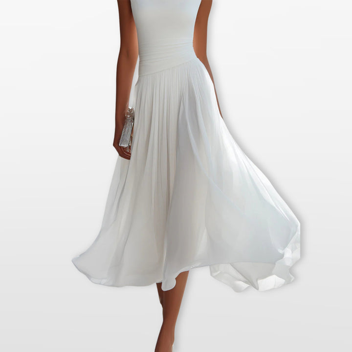 Robe Midi Plissée Élégante Femme