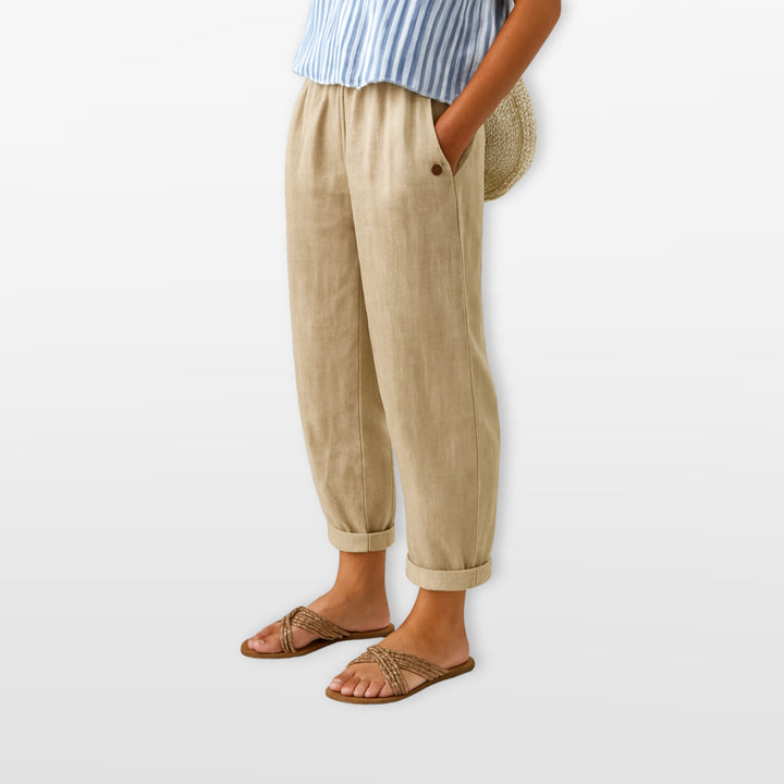 Pantalon Ample Court Taille Élastique Femme
