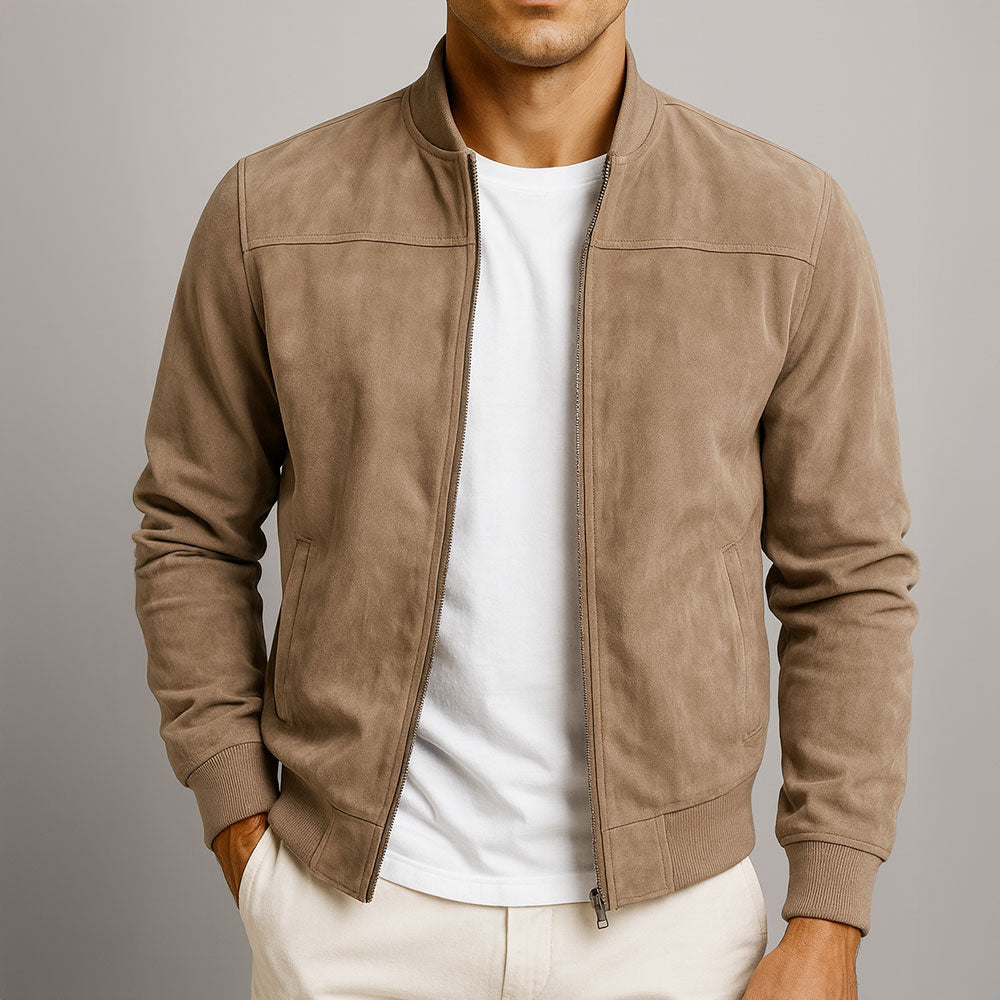 Blouson Zippé Effet Suédine Homme