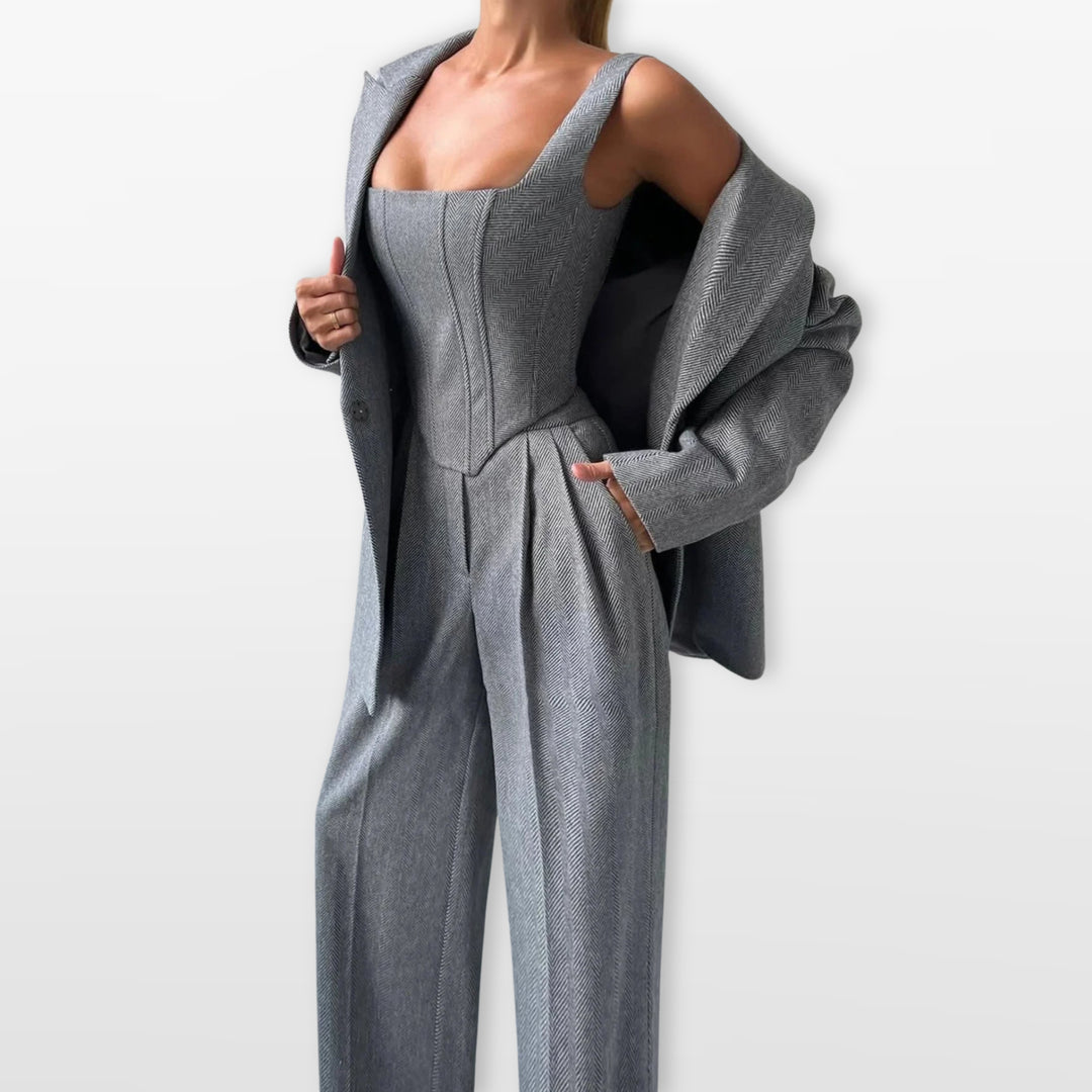 Ensemble Trois Pièces Tailleur Élégant Femme