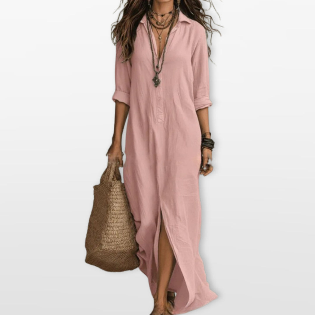 Robe Longue Ample Boutonnée Femme