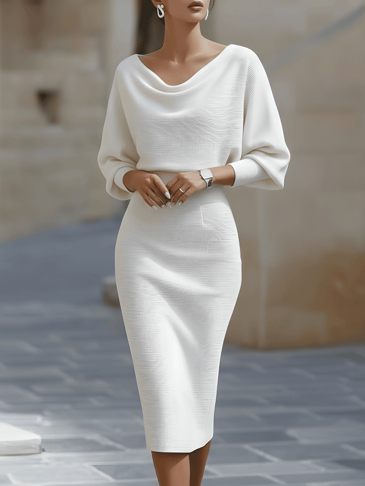 Robe Midi Drapée Ajustée Femme