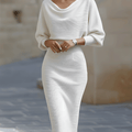 Women's fitted draped midi dress