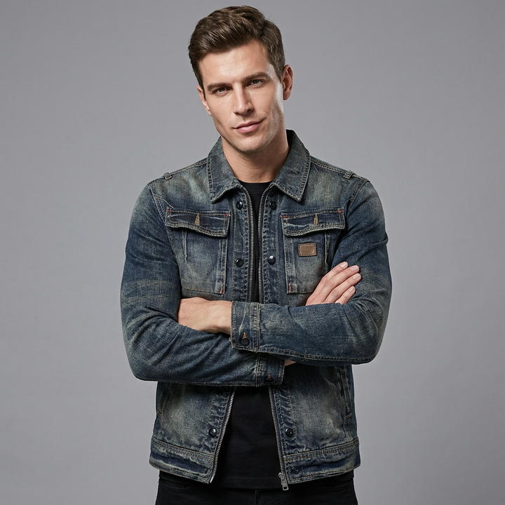 Veste Denim Délavée Homme