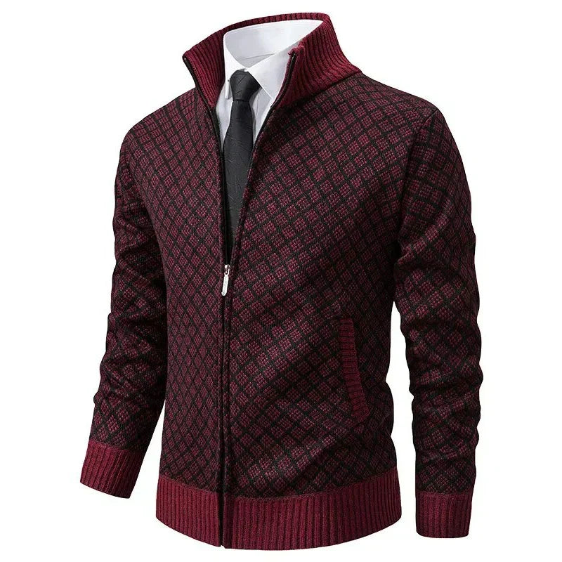 Cardigan Zippé à Col Montant Homme