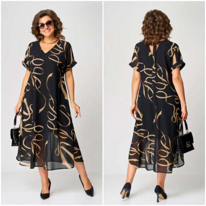 Robe Midi Imprimée Coupe Fluide Femme