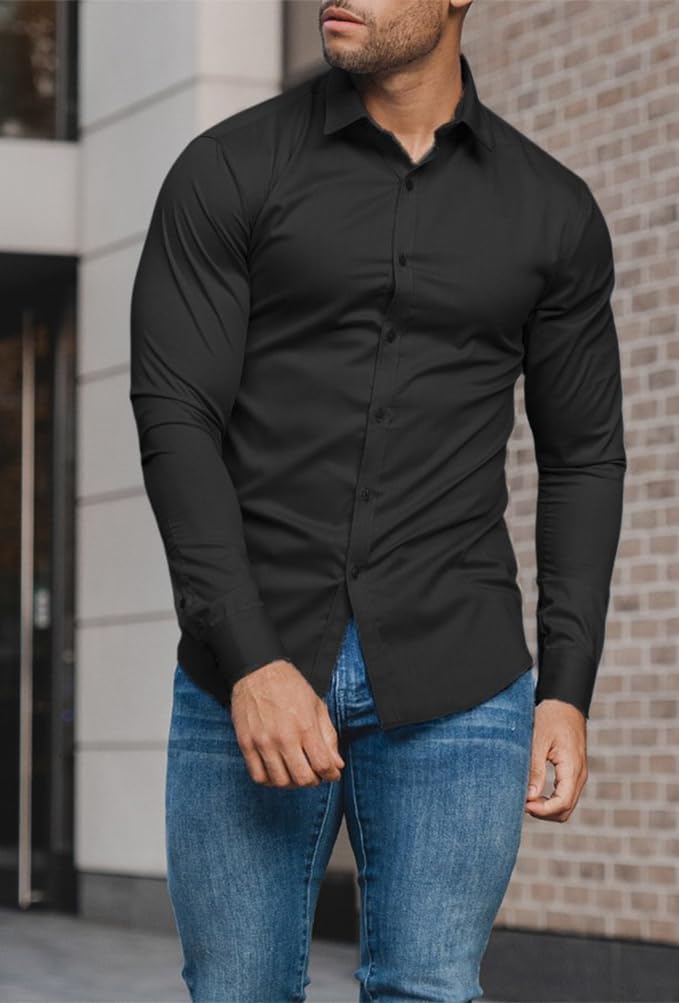 Chemise Ajustée à Manches Longues Homme