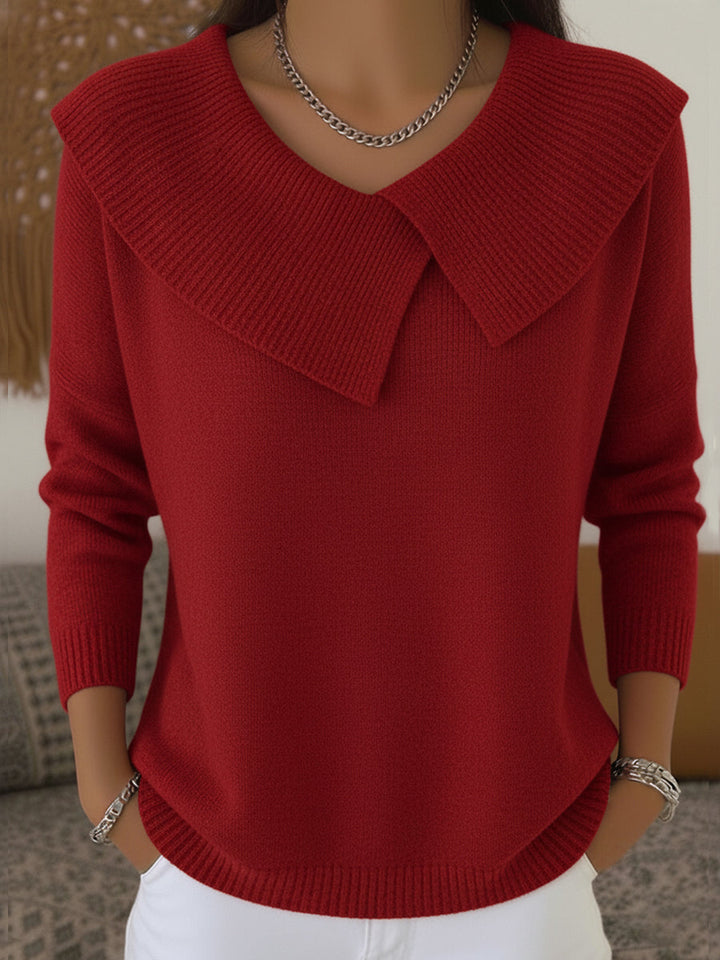 Pull à Col Large Côtelé Femme