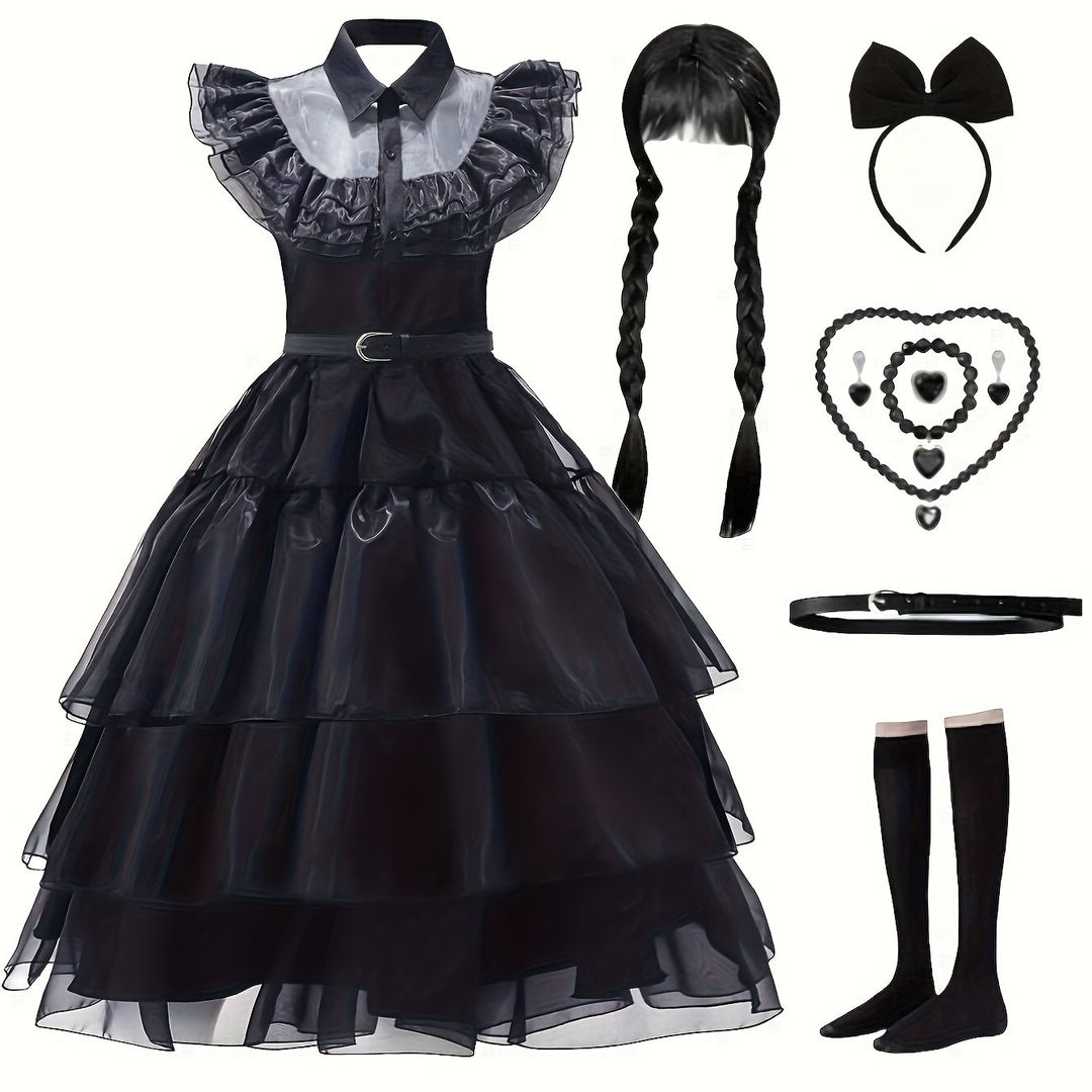 Déguisement Wednesday Halloween avec Accessoires Femme