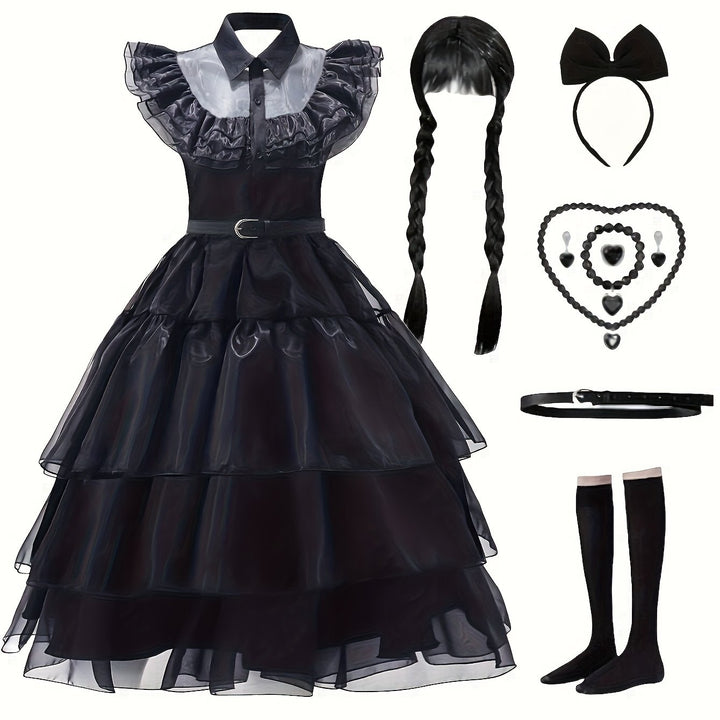 Déguisement Wednesday Halloween avec Accessoires Femme