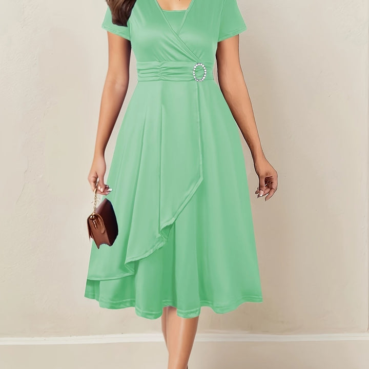 Robe Midi Cache-Cœur Ceinturée Femme