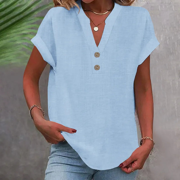 Blouse Col V Décontractée Femme