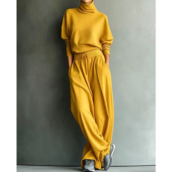 Ensemble 2 Pièces Col Roulé Et Pantalon Large Femme