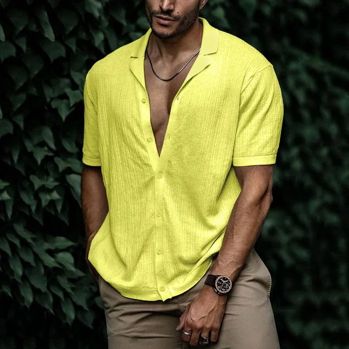 Chemise Texturée Manches Courtes Homme