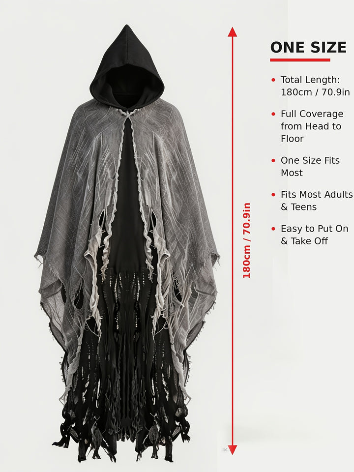Cape Halloween à Capuche Effet Déchiré Homme