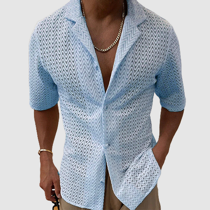 Chemise Ajourée à Manches Courtes Homme