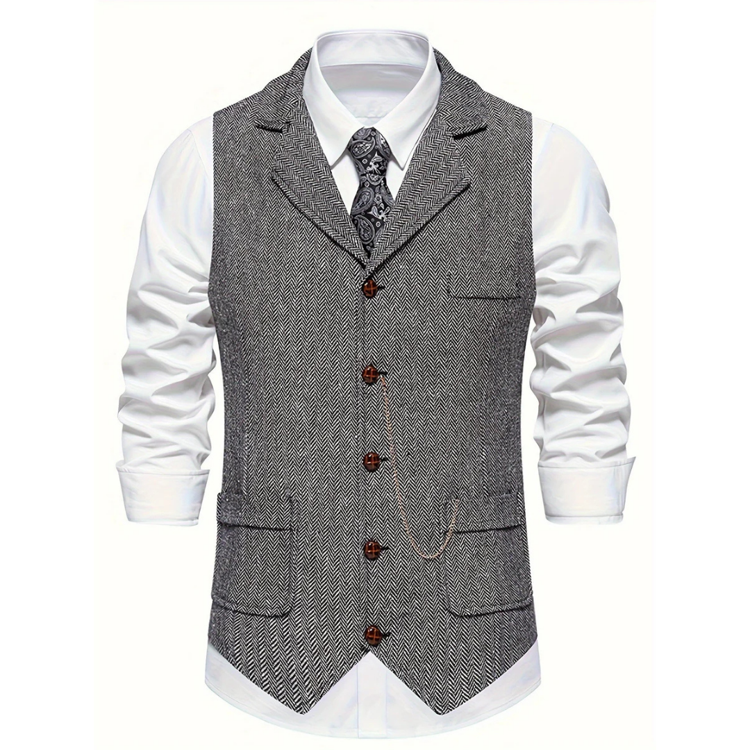 Gilet de Costume à Chevrons Homme