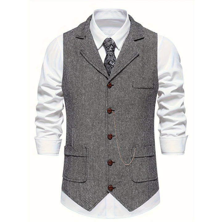 Gilet de Costume à Chevrons Homme