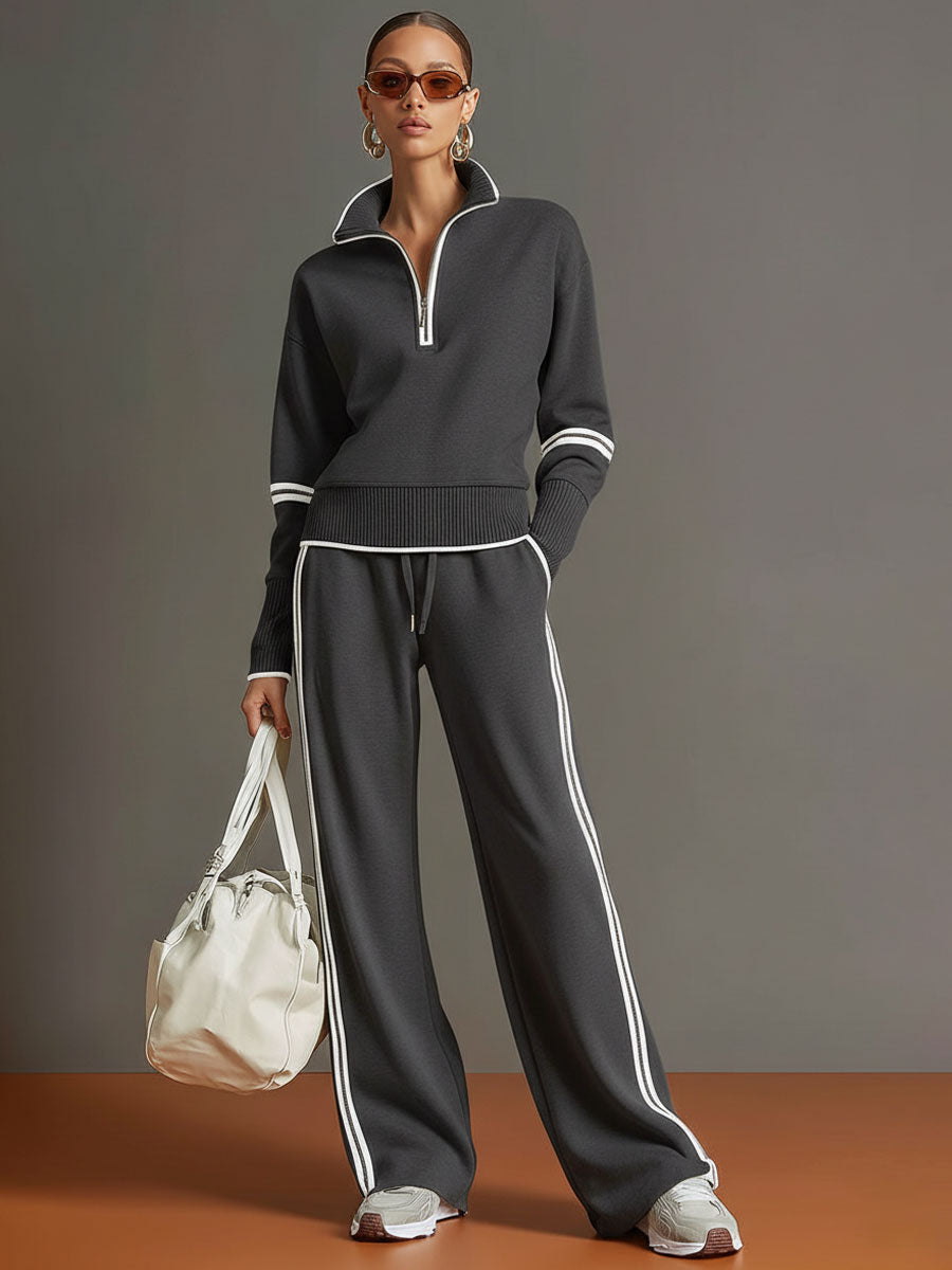 Ensemble avec Pull Zippé et Pantalon Femme