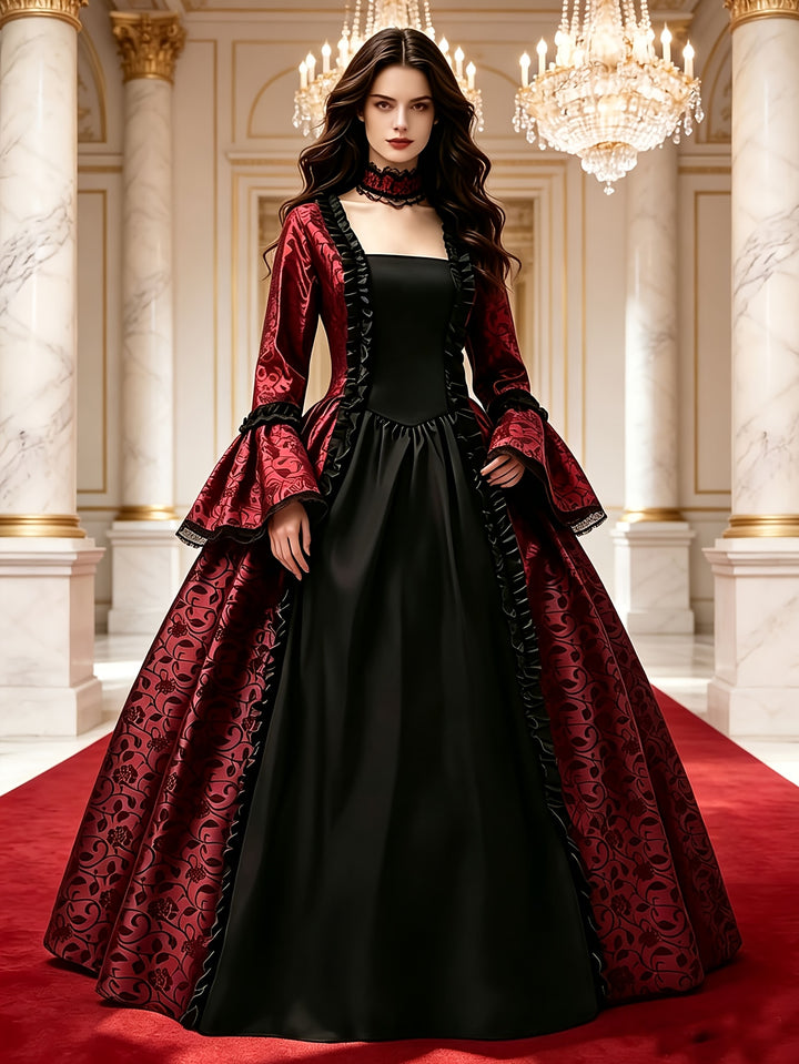 Robe Halloween Gothique à Manches Évasées Femme