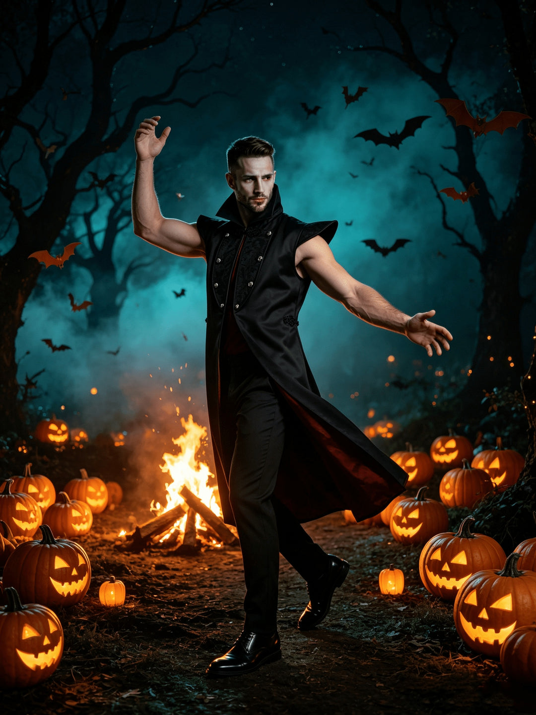 Déguisement Vampire Halloween à Col Haut Homme
