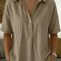 Women's Linen-Effect Short-Sleeve Shirt