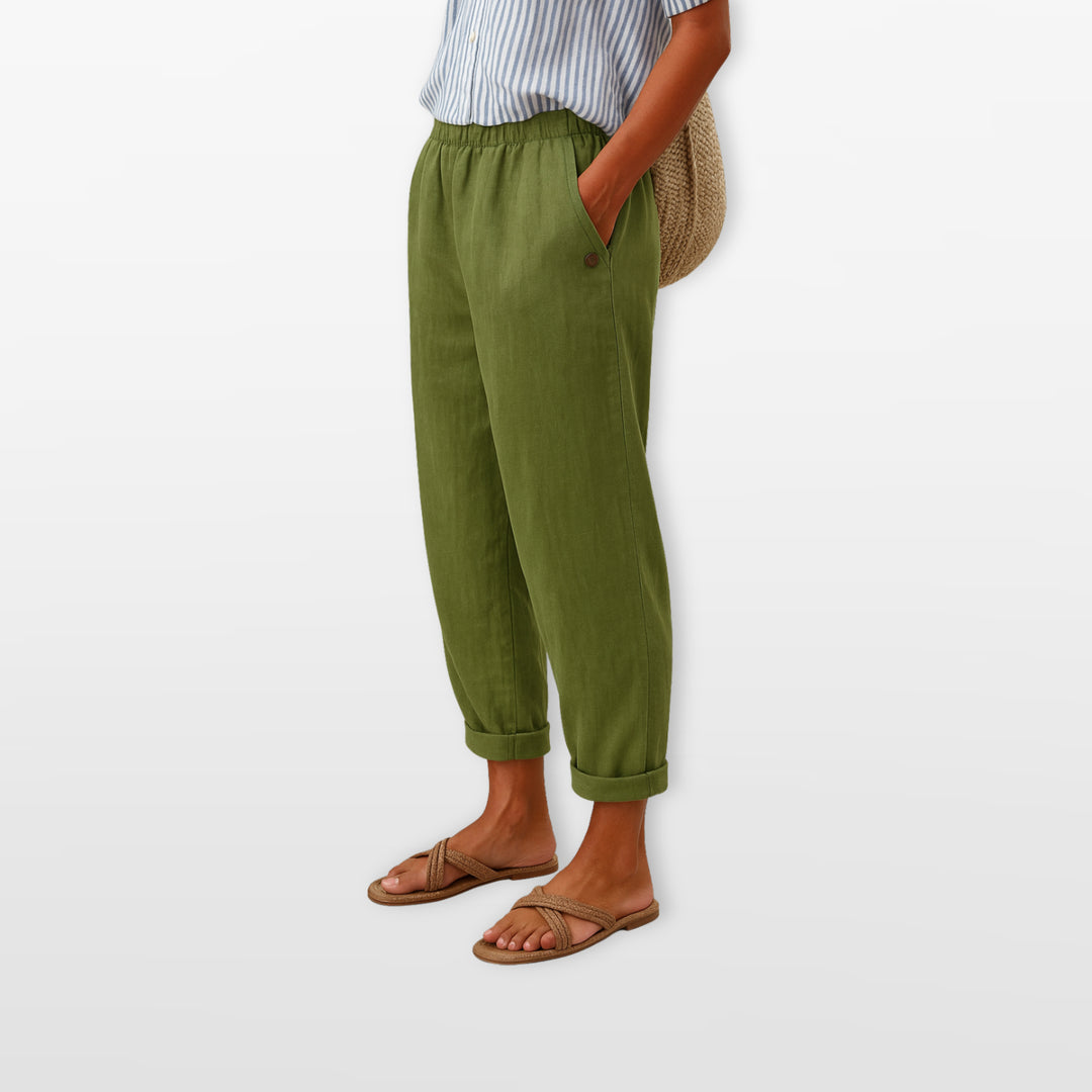 Pantalon Ample Court Taille Élastique Femme