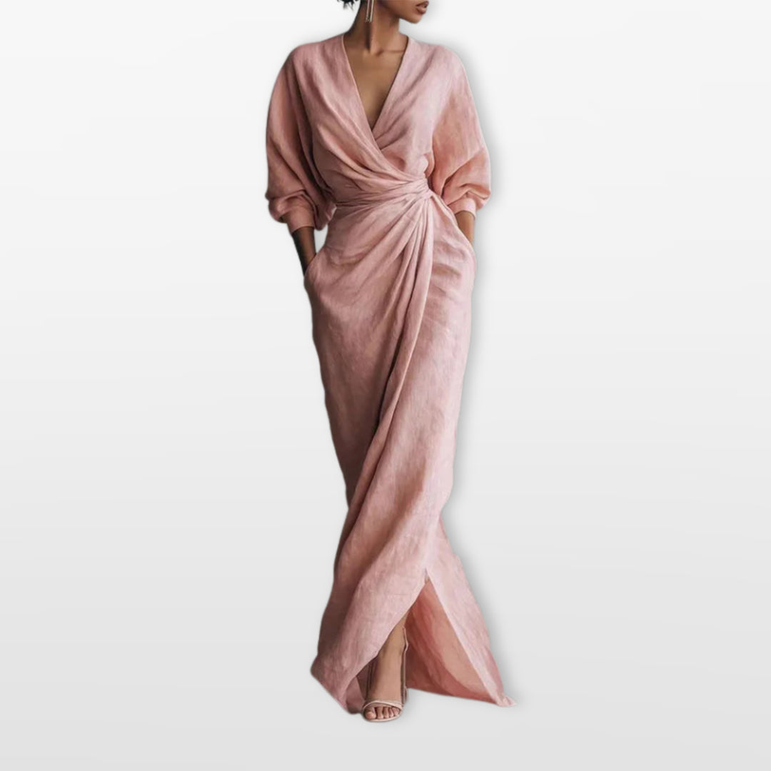 Robe Longue Drapée Élégante Femme