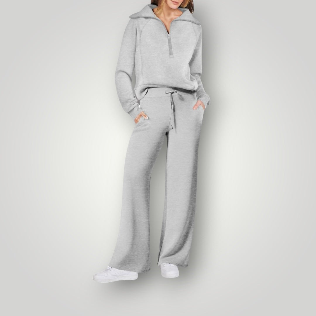 Ensemble avec Haut Zippé et Pantalon Large Femme