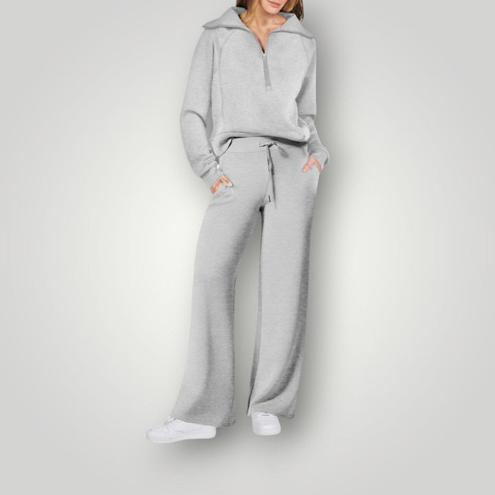 Ensemble avec Haut Zippé et Pantalon Large Femme